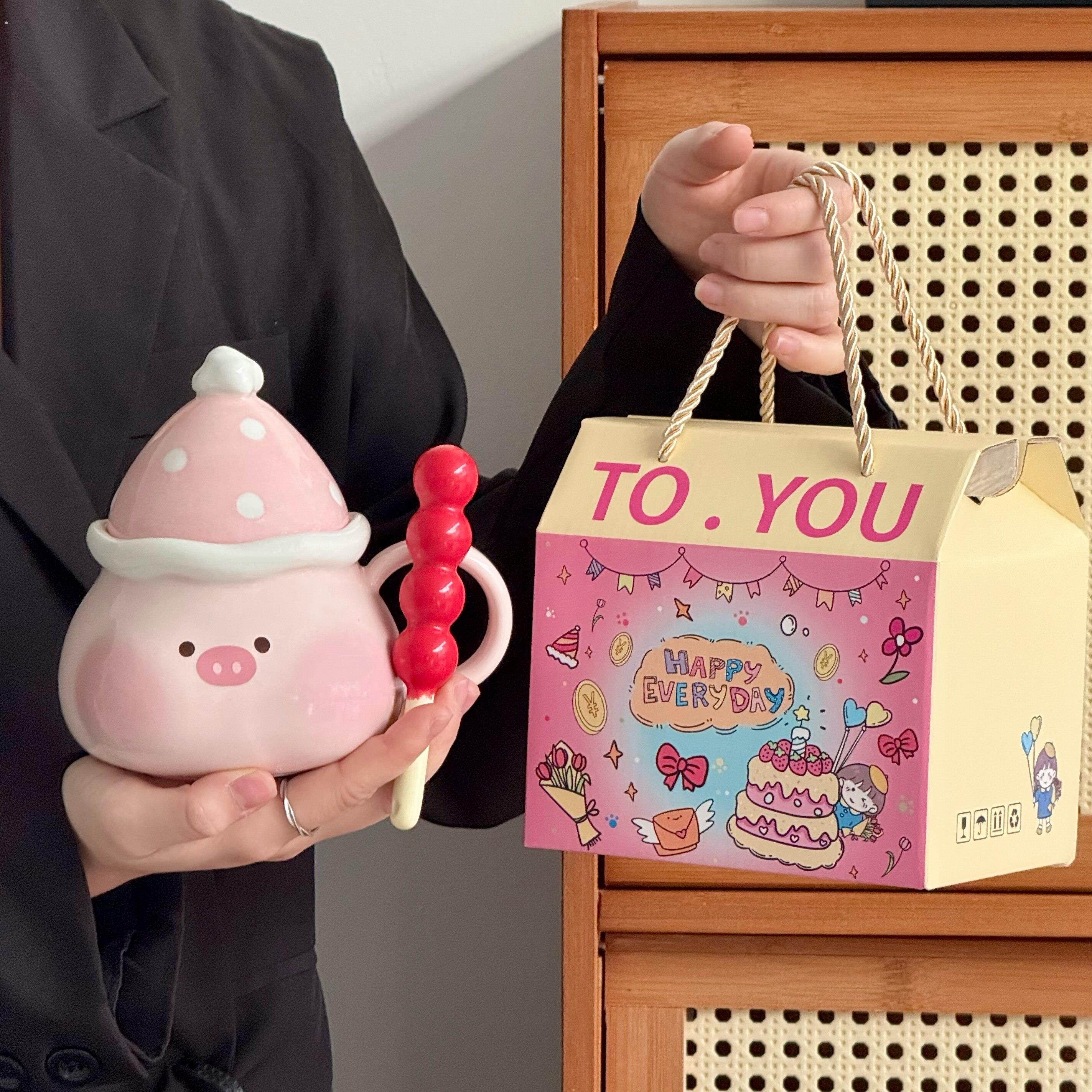 送闺蜜可爱小猪杯子马克杯创意大容量水杯情侣生日礼物女生伴手礼