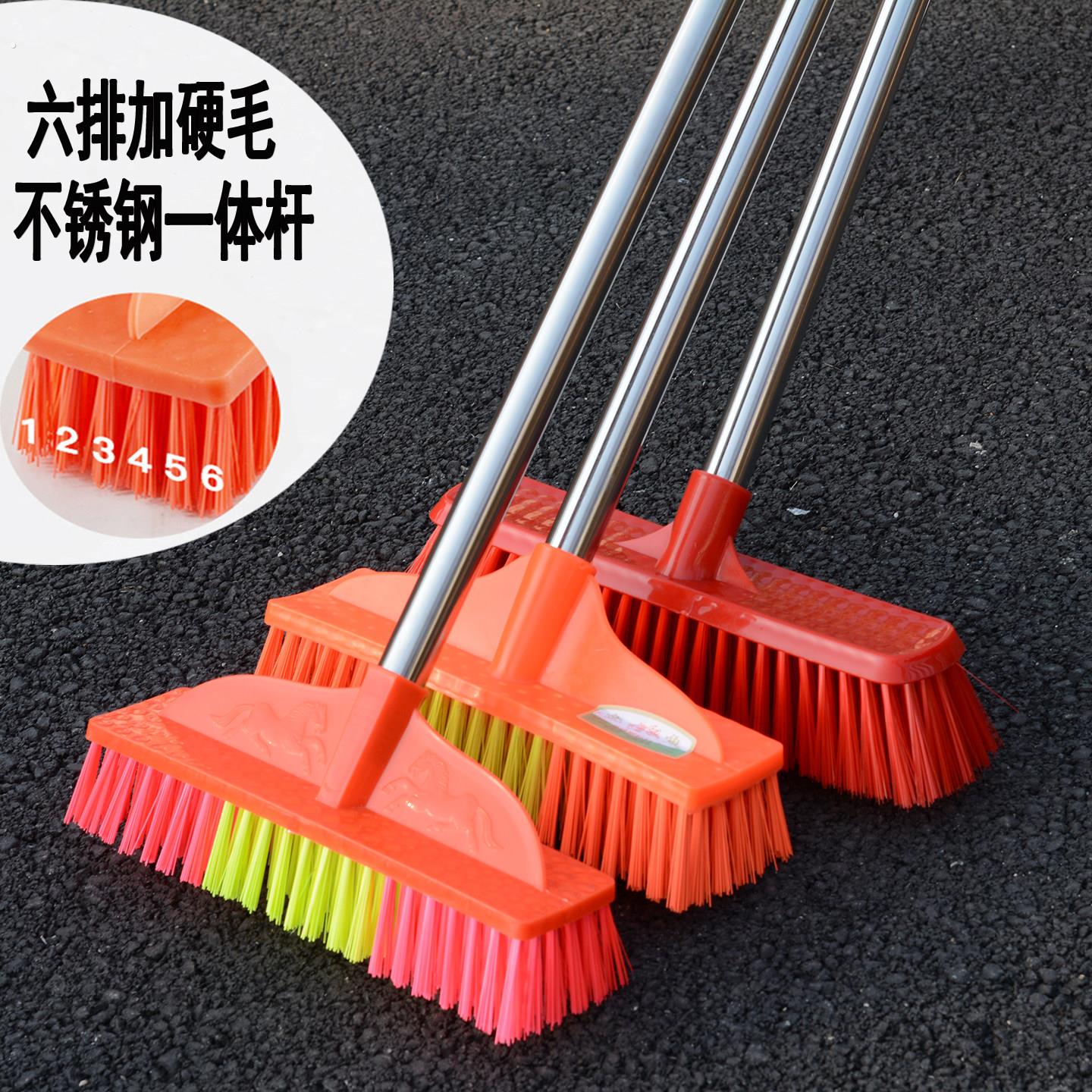 硬毛地刷不锈钢杆厕所化妆室加厚清洁刷地面一体钢杆加长地板刷子