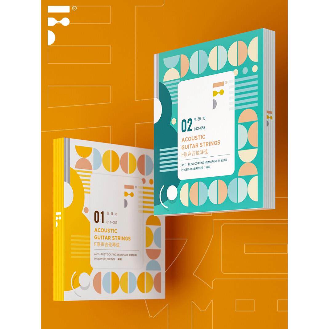 double耳福琴弦一套6根镀膜吉它Fstring琴弦民谣木吉他弦适用卡马