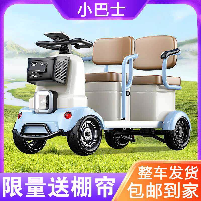 小巴士电动四轮车老人残疾老年代步接娃双人残疾人家用助力电瓶车