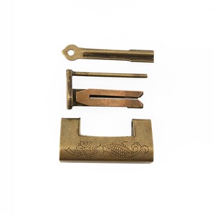 纯铜黄铜锁小锁迷你小锁头中式仿古锁复古锁古代锁带钥匙通开挂锁