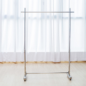 服装 挂衣架陈列中岛单杠移动带轮子 店展示架男女货架不锈钢落地式