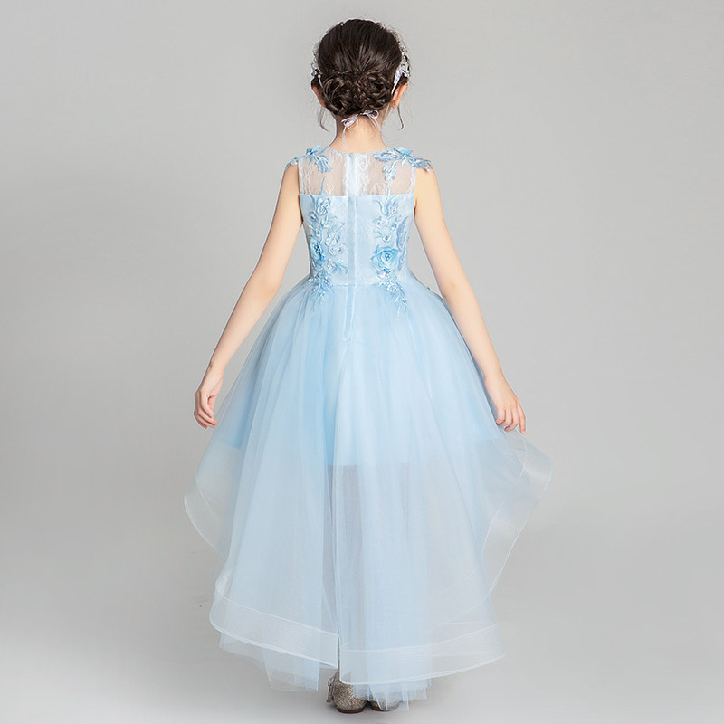 女童晚礼服公主裙蓬蓬纱儿童花童婚纱前短后长小模特走秀演出服夏