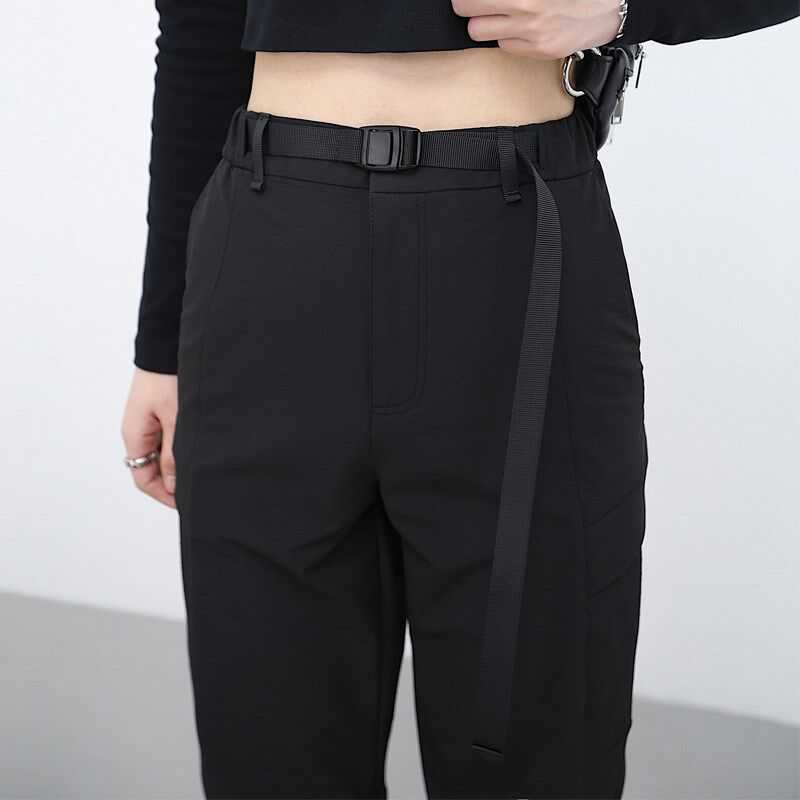 2025新款冬季休闲束脚黑色显瘦登山靴裤子厚实加绒工装裤女款秋冬