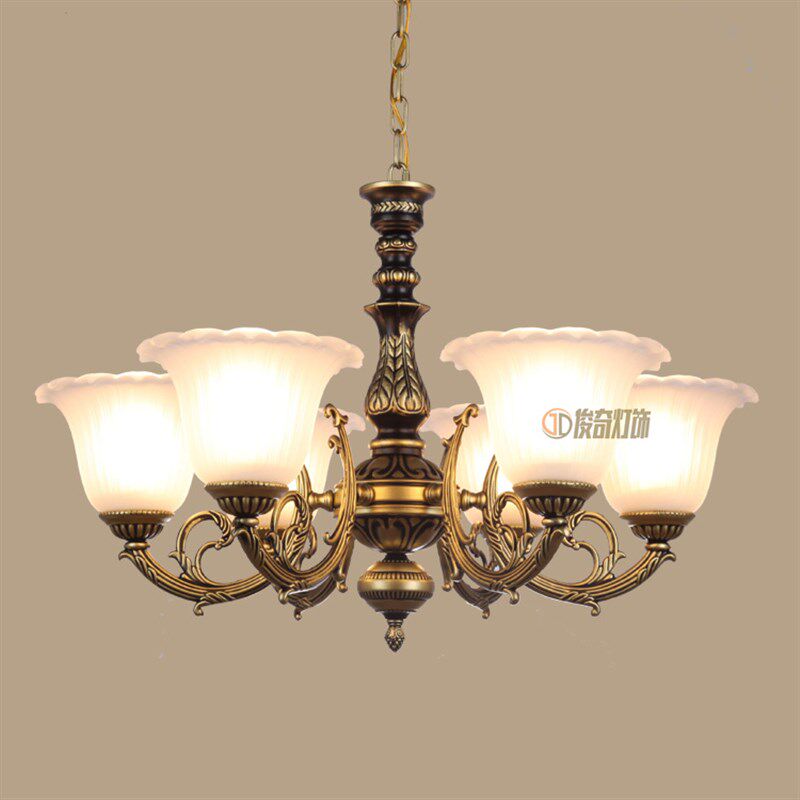 欧式古铜色复古五头铁艺客厅吊灯具 田园仿古餐厅三头店铺吊灯饰
