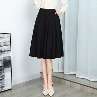 松紧高腰遮胯显瘦A字裙广场舞大摆裙 半身裙女春季 胖mm大码 中长款
