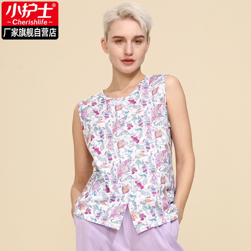 小护士开衫背心女士夏纯棉薄款中老年人开襟无袖宽松大码妈妈上衣
