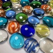 水晶透明石玻璃珠蓝光鱼缸水族造景装 饰品五彩小石子混色搭配扁珠