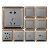 86复古开关插座面板锌合金仿古铜家用墙壁开关插座北欧式 别墅风格