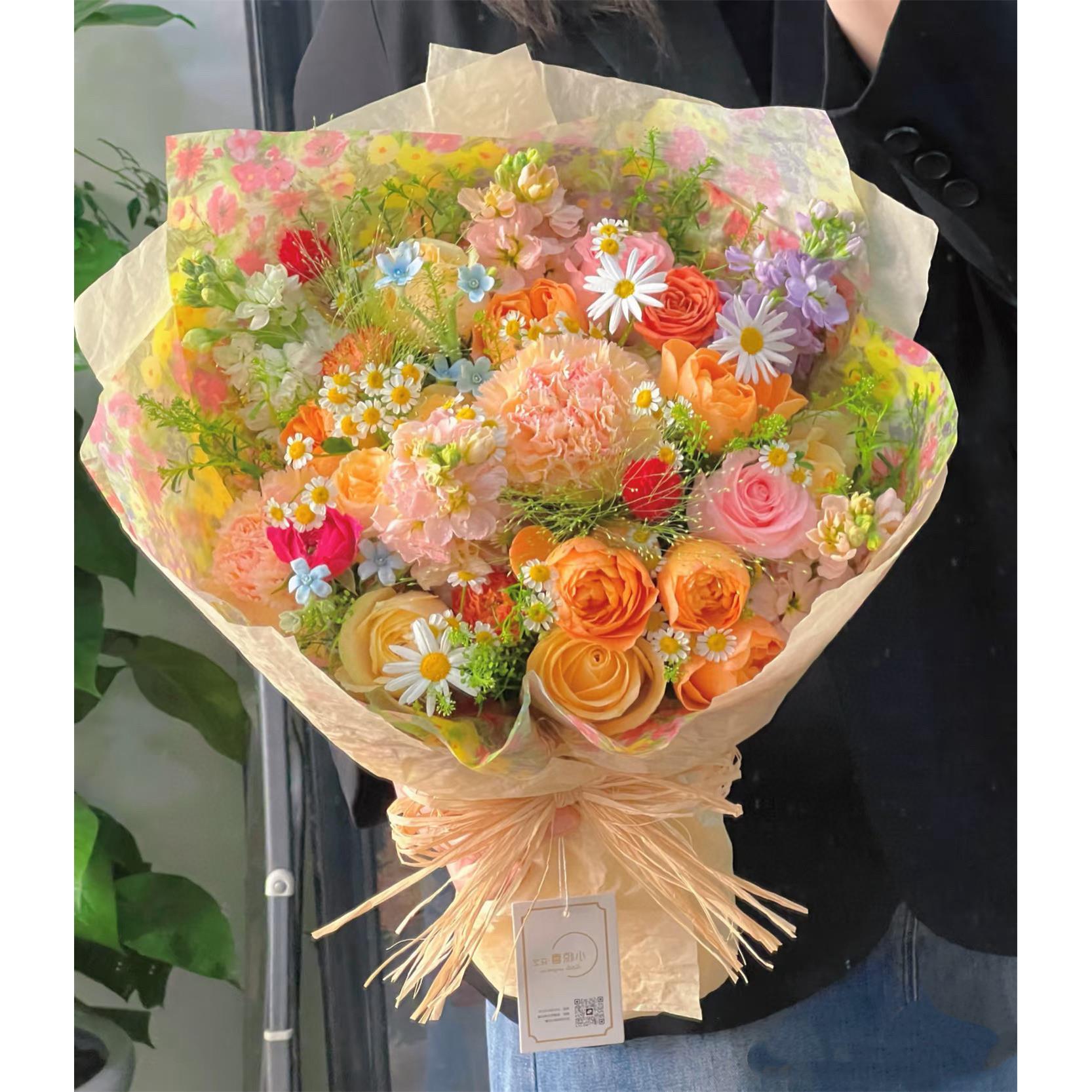 椿|鲜花花束混搭多巴胺玫瑰成品ins风氛围感送女友闺蜜生日礼物