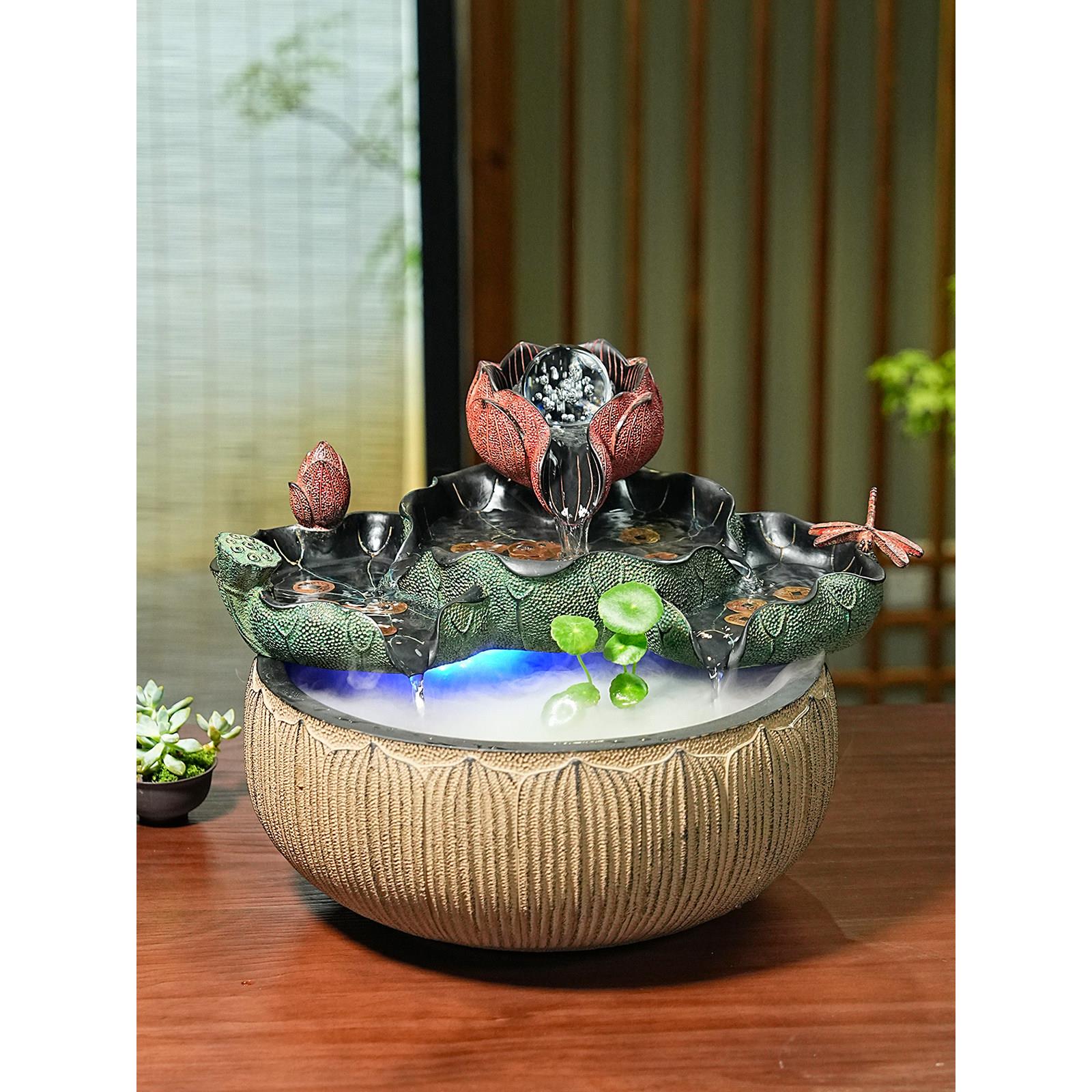 流水摆件循环水招财客厅喷泉家用水景玄关风水球办公室桌面小鱼缸
