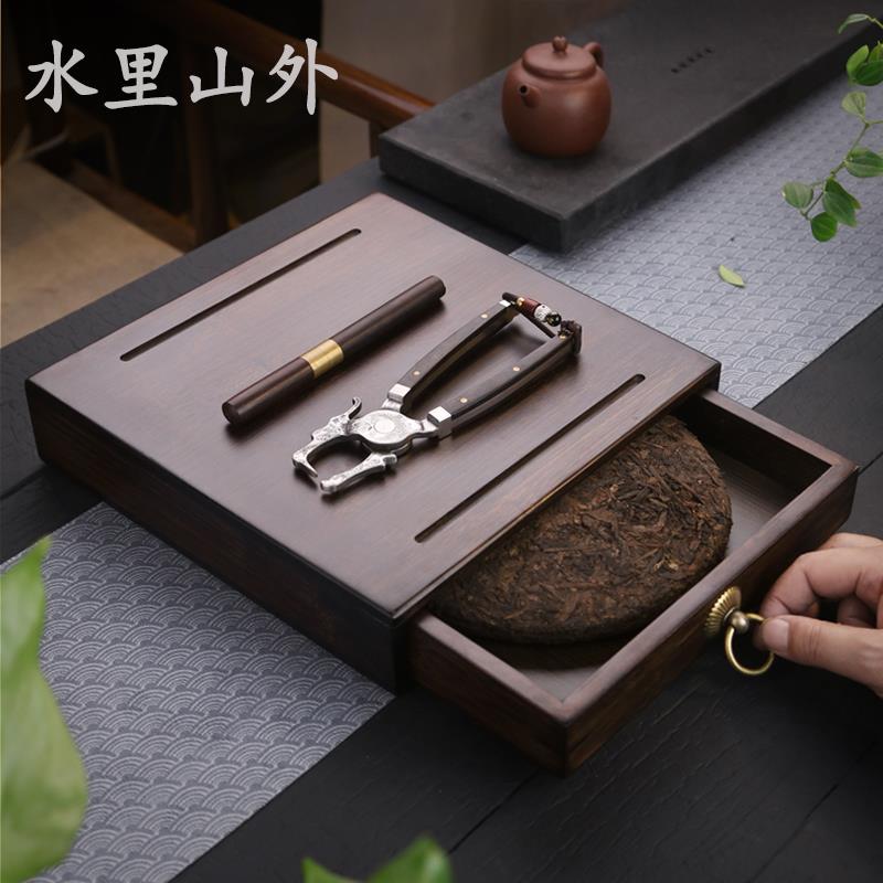 不锈钢茶钳茶针普洱茶饼茶钳大号收纳盒带盖分茶盘茶垫开茶器