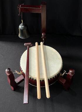 7寸8寸牛皮鼓铃鼓帝钟鼓架法器寺院佛堂台湾工艺鼓棒法会用品