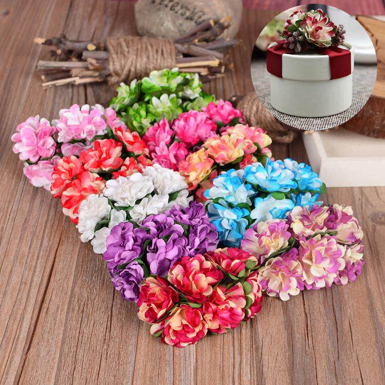 diy仿真花束 双色康乃馨 花环材料纸花菊花 喜糖盒装饰花朵144朵