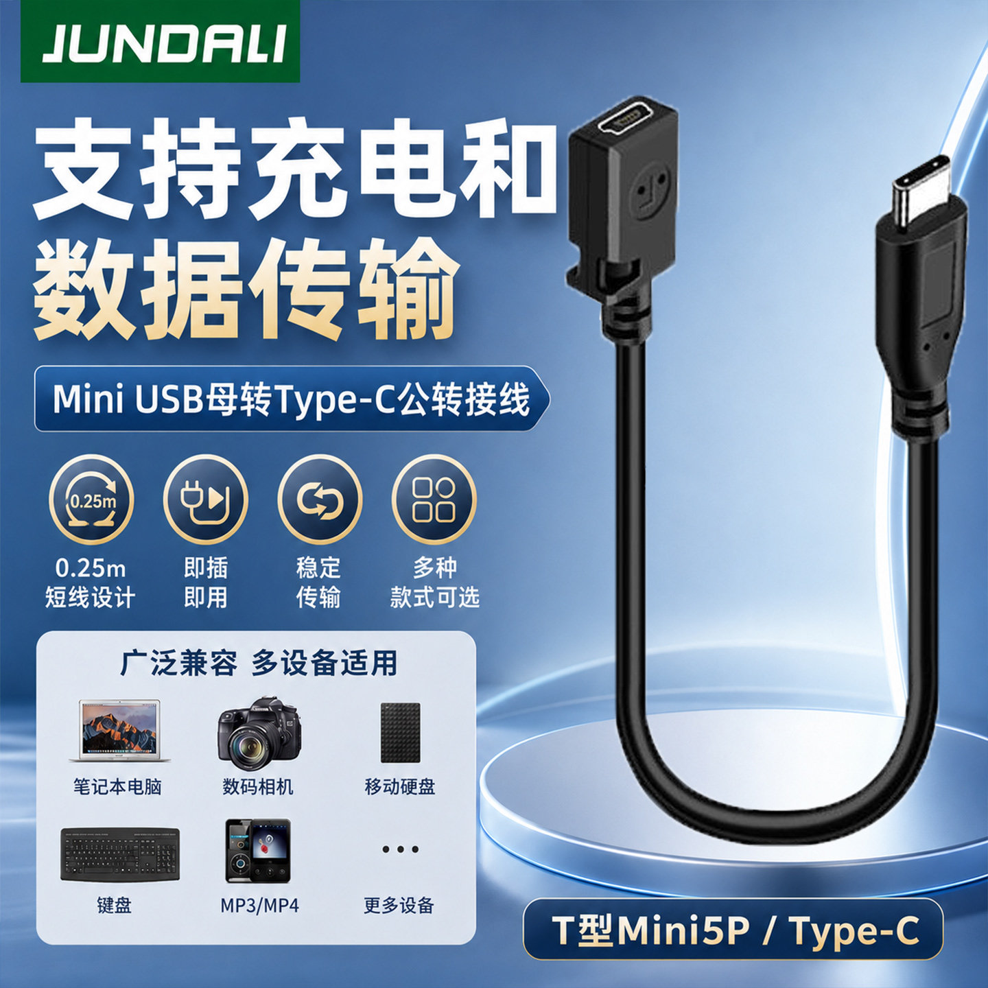 MiniUSB母转母Type-C公转接头图片