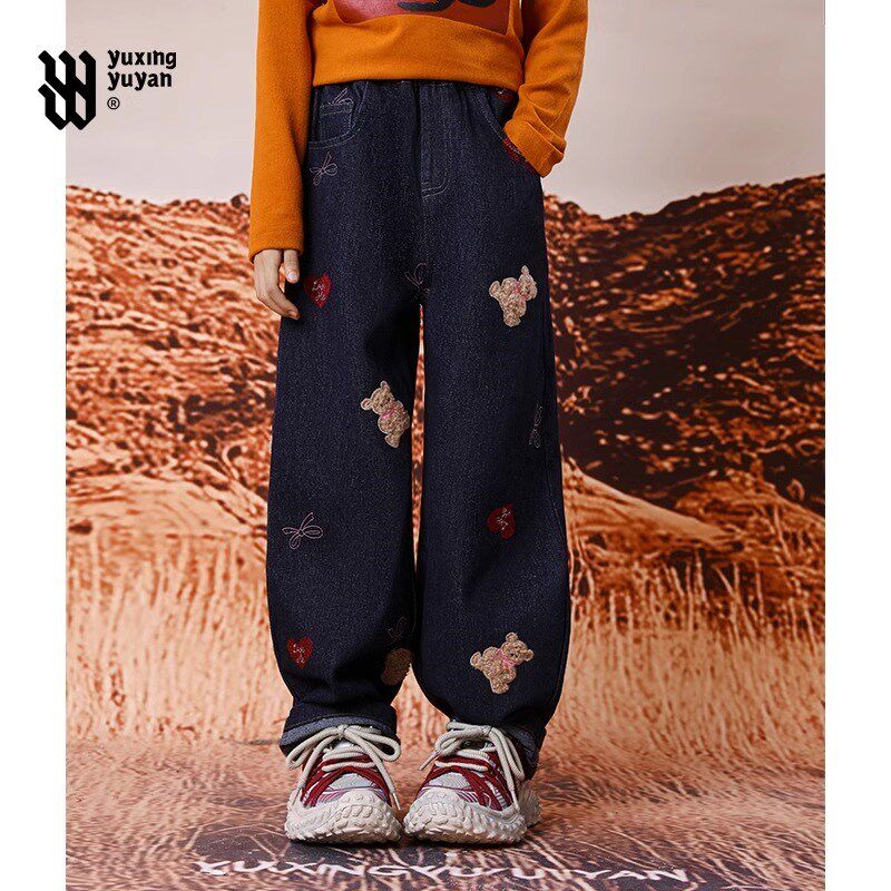 女童牛仔裤2025春秋季新款中大童洋气宽松休闲春装裤子儿童阔腿裤