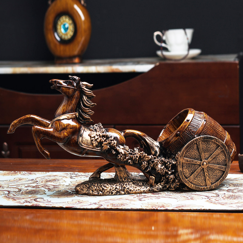 欧式创意马车红酒架高脚摆件酒柜装饰品复古葡萄酒架样板房软装