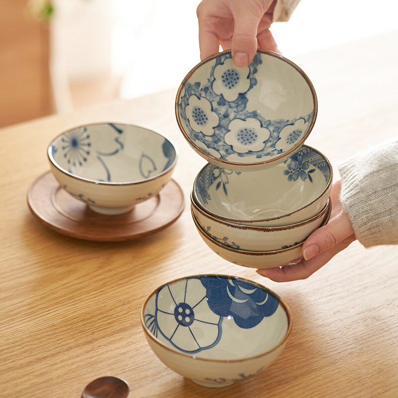 肆月日式碗具套装高颜值陶瓷碗家用饭碗小碗乔迁之喜餐具礼盒送礼