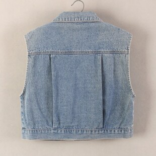 牛仔马甲背心女短款复古压褶休闲春秋2024新款无袖外套外搭连衣裙