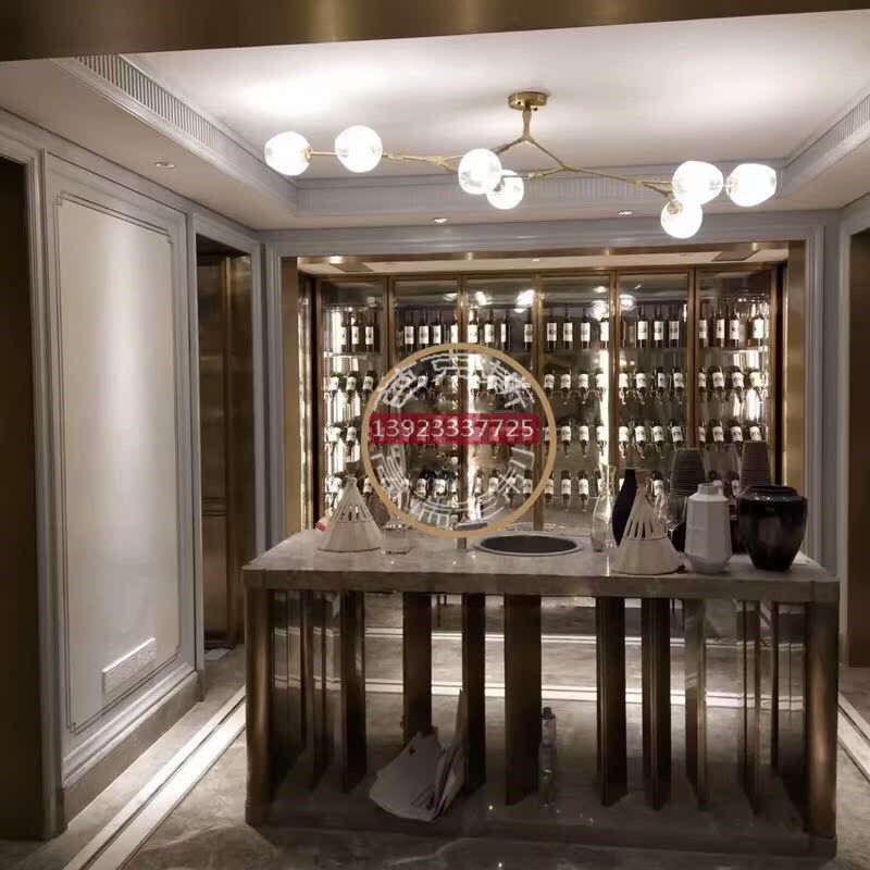 定制家庭吧台酒柜 酒廊展示冷藏柜 别墅酒柜 恒温酒窖展示柜 每方