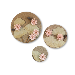 满月照青莲禅意睡莲新中式玄关墙面装饰复古怀旧家居壁饰麻绳花卉