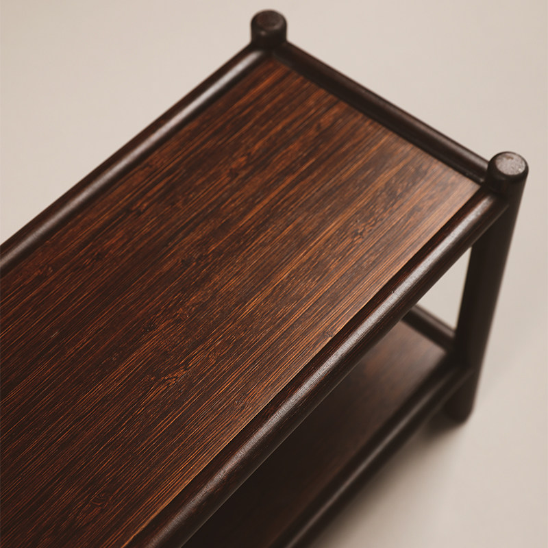 复古茶杯架竹制茶棚茶具茶壶收纳展示架多宝格博古架双层竹茶架子