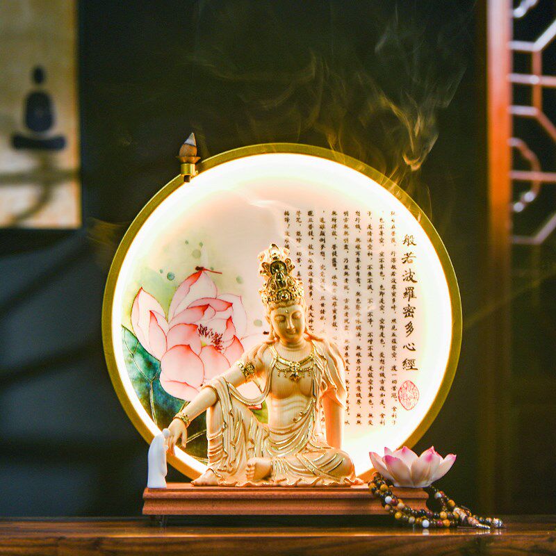 自在观音佛像家居供奉木雕观音菩萨观自在观世音神像中式禅意摆件