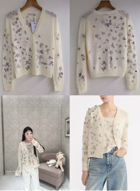 CHENXI/Dr家法式风立体蝴蝶刺绣轻奢质感针织开衫