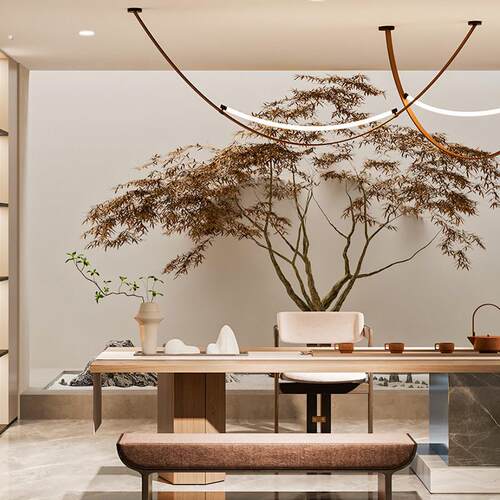 室内假树仿真树枫树景观仿真绿植造景别墅茶室植物落地装饰摆件