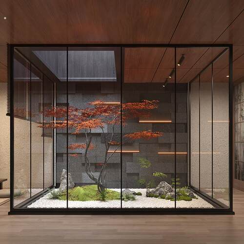 仿真绿植景观红枫树造景植物假树别墅天井商场橱窗新中式装饰摆件