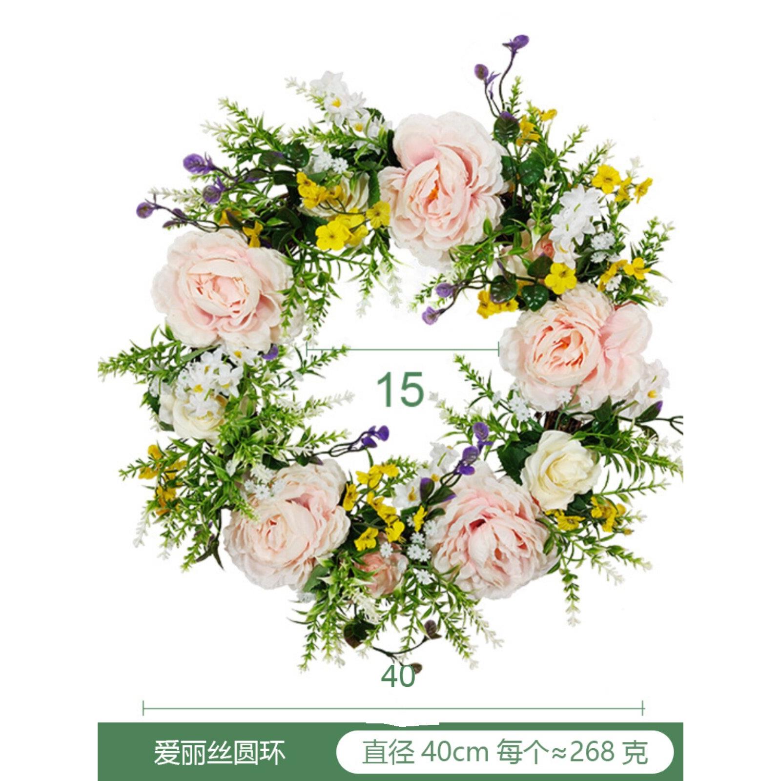 人造玫瑰茶花藤欧美婚礼礼堂婚礼拱门装饰加密缠绕钉墙挂植物