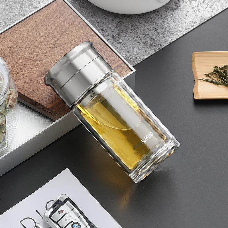 繁简茶水分离杯双层男士玻璃水杯女高档茶杯个人专用泡茶杯子定制