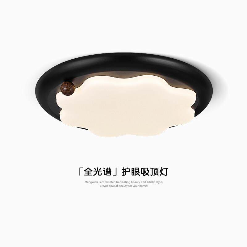 意式极简卧室吸顶灯高级感黑色餐厅灯书房复古花瓣儿童房间led灯