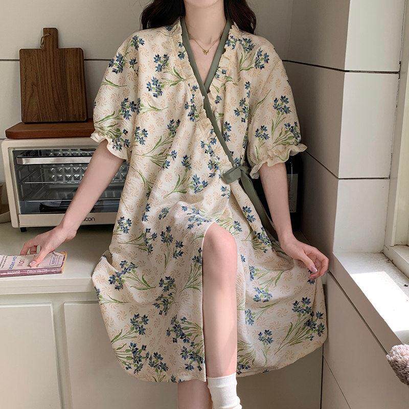 新中式国风短袖女士睡裙2026年新款夏季天睡袍孕妇大尺码睡衣家居