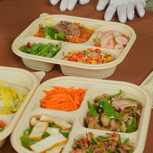 富帮整箱装一次性可降解玉米淀粉餐盒可加热带盖食品级快餐盒商用