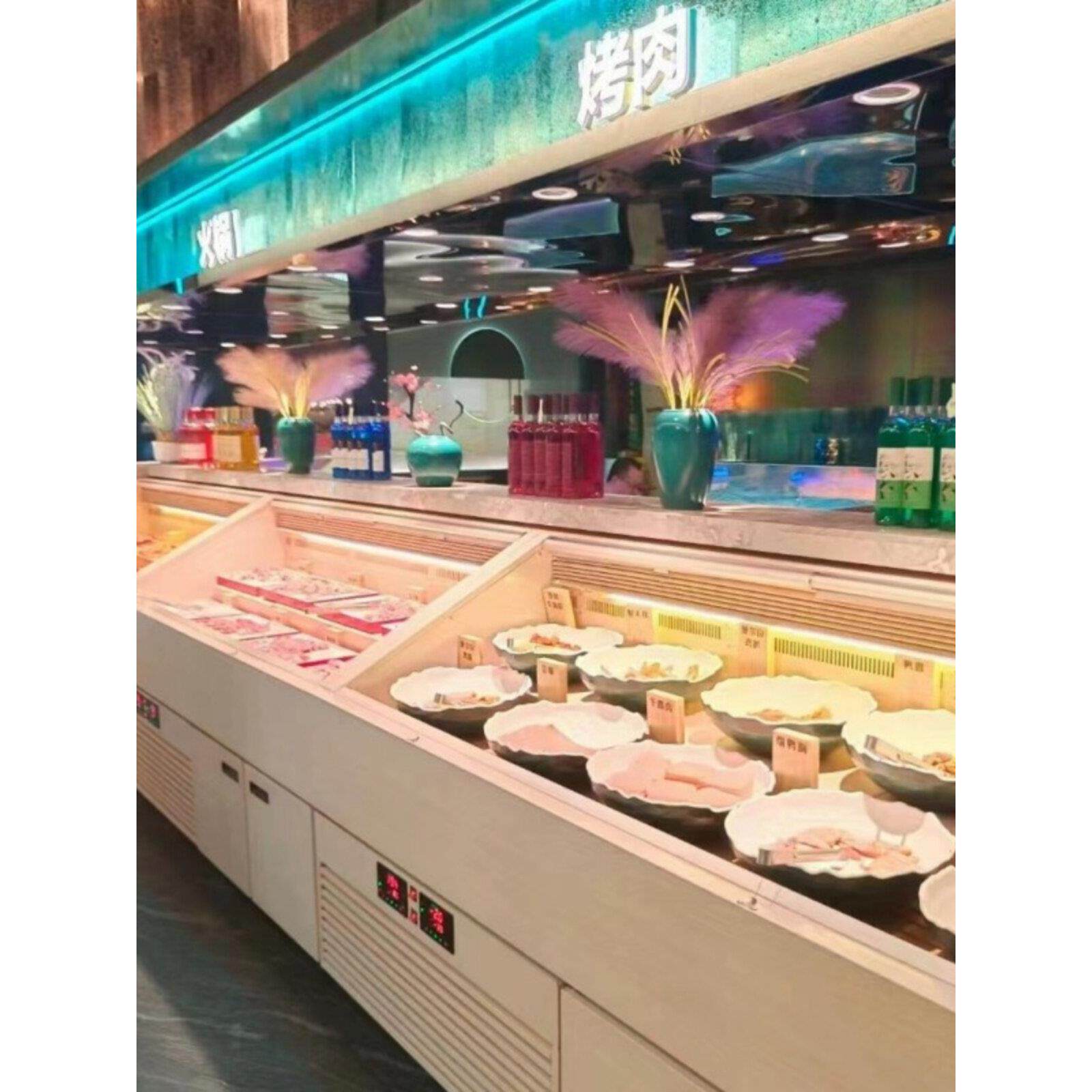 风冷点菜柜四层阶梯冰台双温冰柜不锈钢卧式炸串自选餐厅展示商用