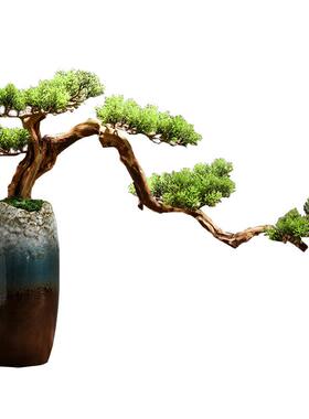 仿真植物盆景迎客松罗汉松绿植室内办公室现代新中式家居装饰摆件