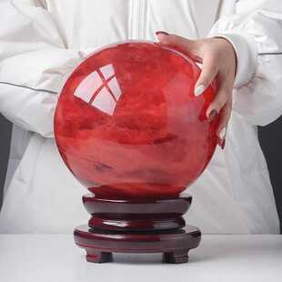 直销红熔炼水晶球摆件 红红火火鸿运当头红水晶摆设 红熔炼球