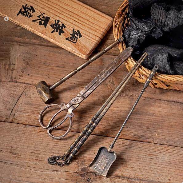 炭炉工具手工铜炭夹子炭铲碳灰铜铲子铜火钳铜锤子铜勺子铜筷子