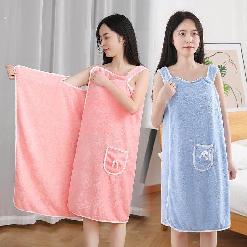 浴巾女可穿可裹夏家用非纯棉吸水速干不掉毛网红浴裙可爱抹胸浴袍