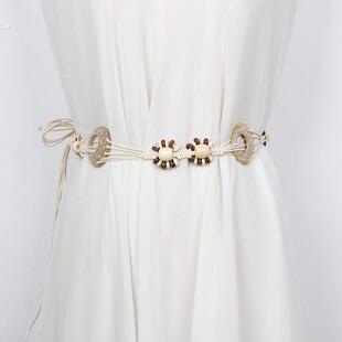 文艺覆古民族风蜡绳编织腰带波西米亚风休闲收腰装饰连衣裙