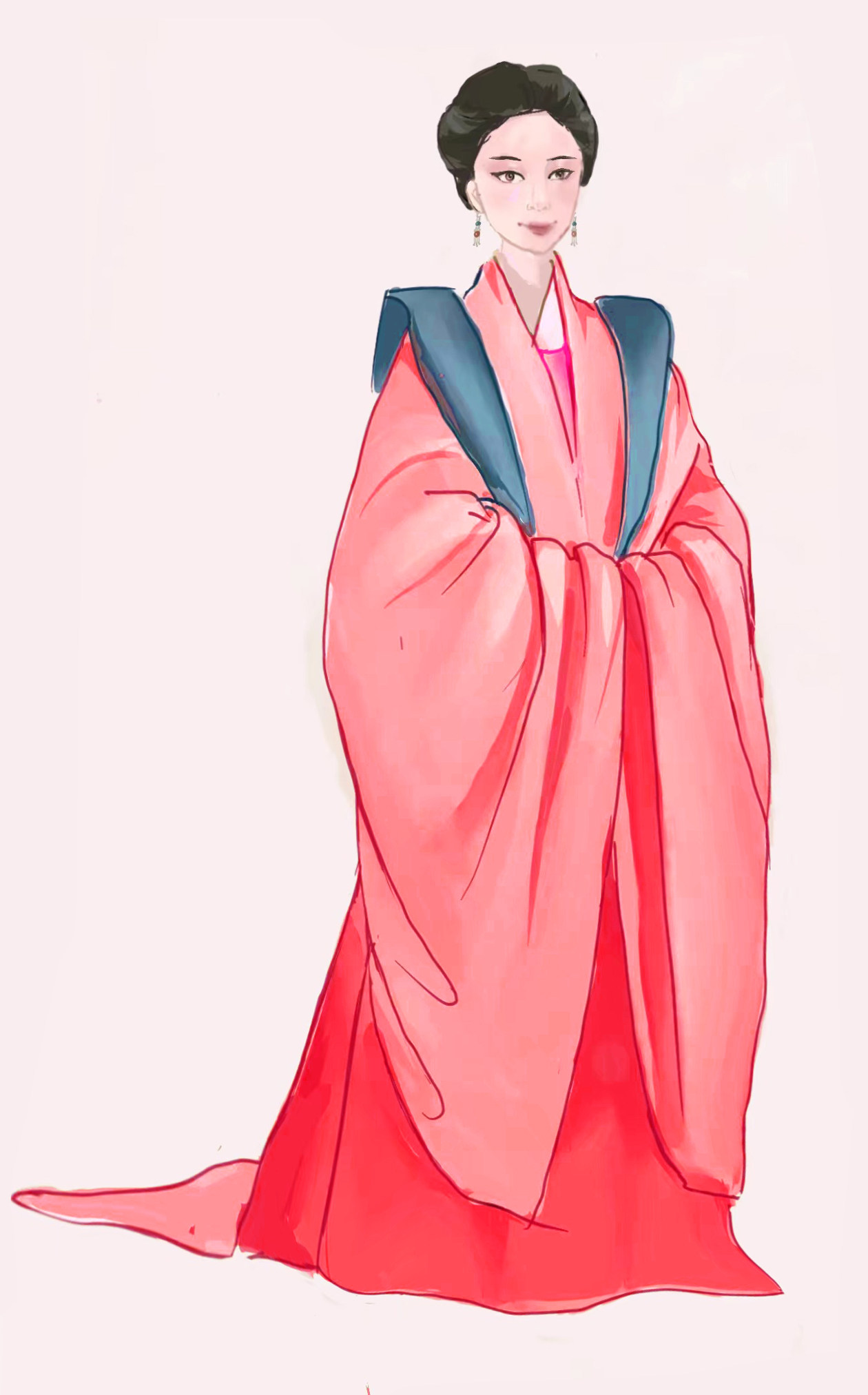 明制大衫长袖拖尾婚服女纸样版汉服打版图纸古装衣服裁剪制作模版