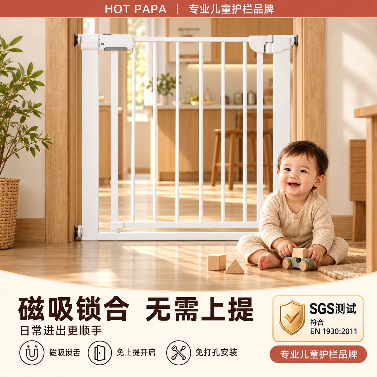 HOTPAPA儿童磁吸楼梯口门护栏
