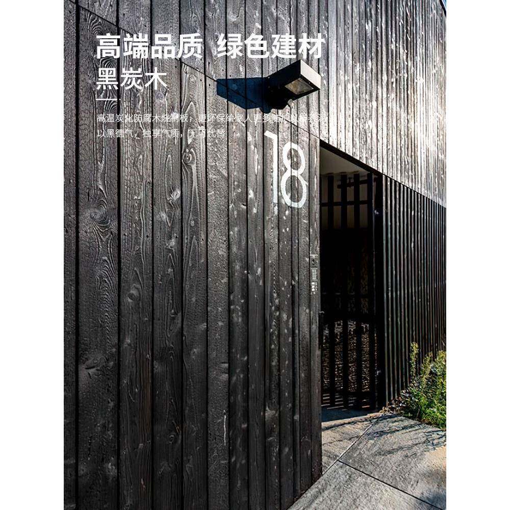 深度碳化木烧杉板黑色炭化实木背景墙板裂纹龟裂纹板材火烧板木板