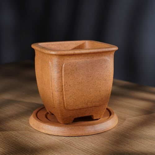 高档精品名家唯珍小号四方奎面春兰矮种段泥柴烧紫砂兰花盆景花盆