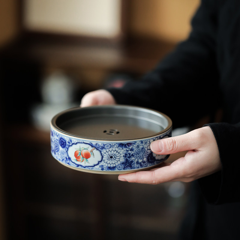 仿古青花壶承壶垫陶瓷储水茶承干泡台家用紫砂壶托底座功夫小茶盘,餐饮具,茶道/零配,淘宝优惠券,粉丝福利购,淘宝优惠卷