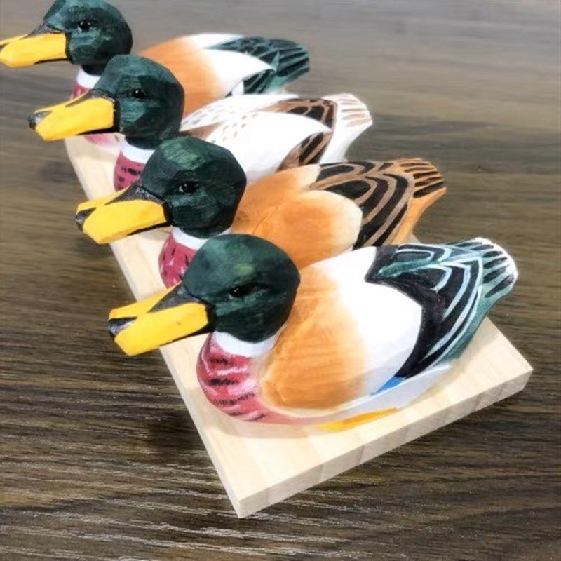大师指点实木雕刻一套四个鸭子带底板催桃花男女脱单布局摆阵摆件,家居饰品,装饰摆件,淘宝优惠券,粉丝福利购,淘宝优惠卷