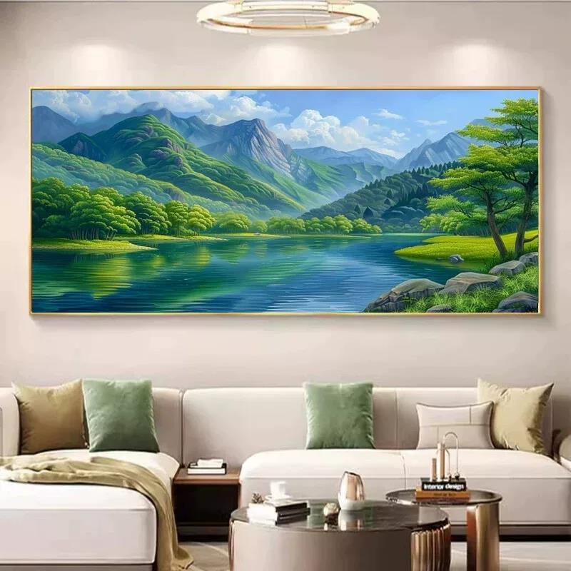 客厅沙发背景墙装饰画青山绿水办公室挂画山水风景书房墙画壁画