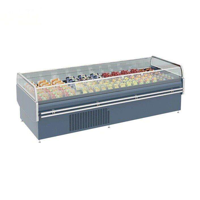 薛瑞龙大容量蛋糕水果切割冷藏喷雾展示柜弧形玻璃开放式果蔬保鲜