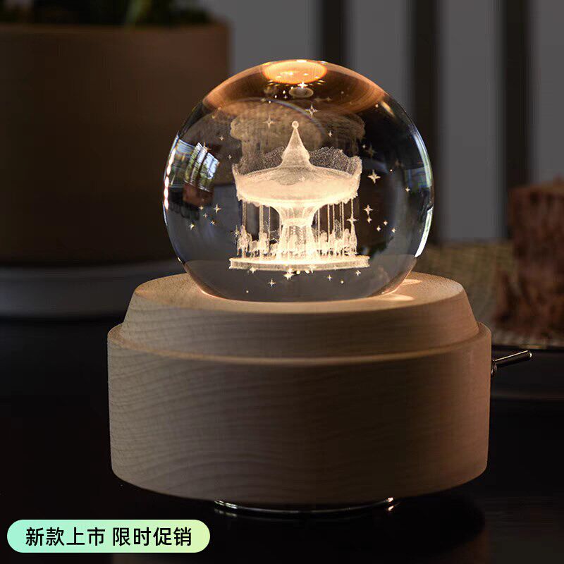 鸟之诗八音盒艾沙公主生日礼物音乐盒水晶球女孩旋转木马摩天轮
